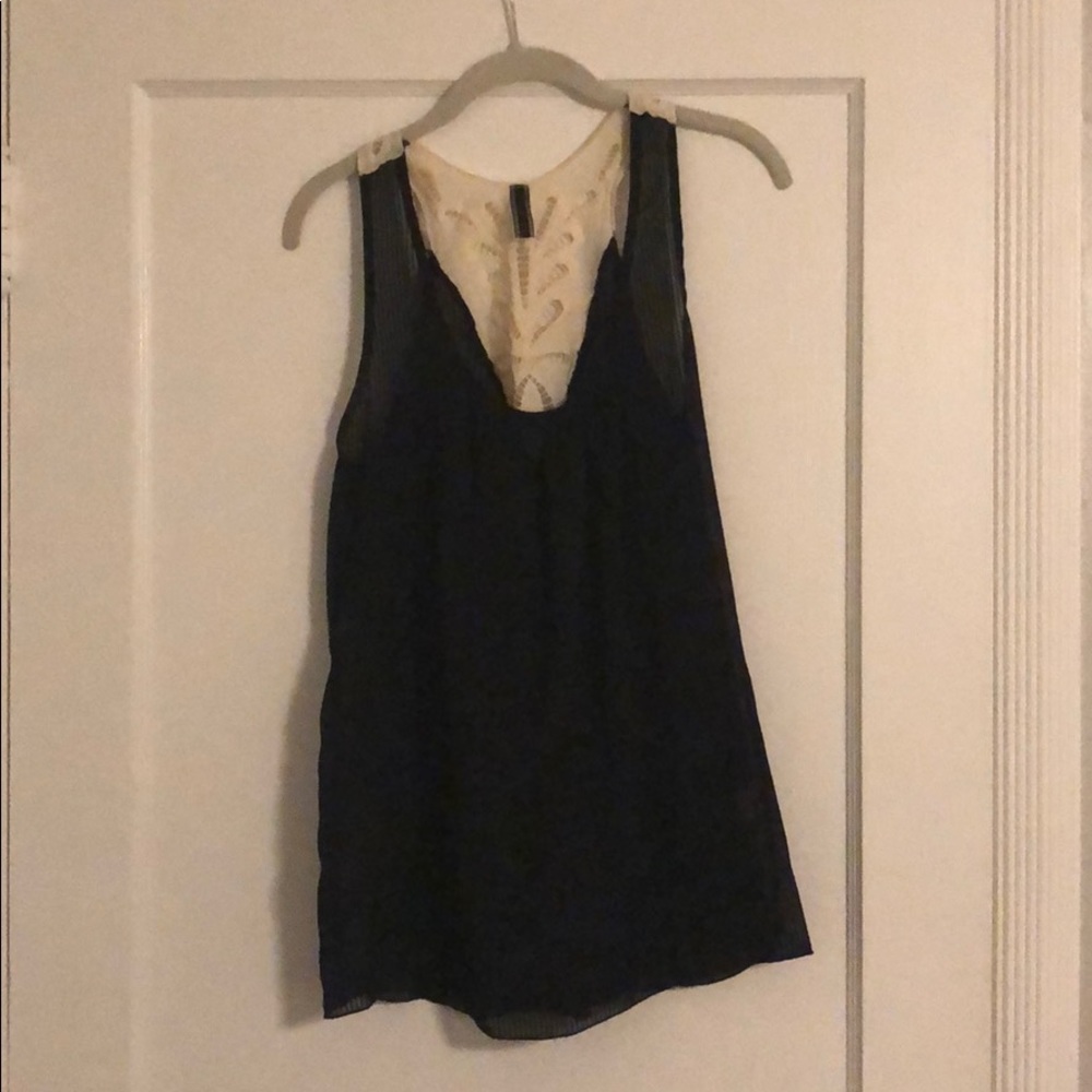 Sheer top with lace in back